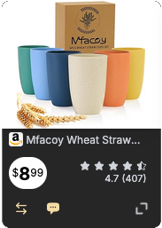 The same set of cups, also on Amazon, priced at $8.99